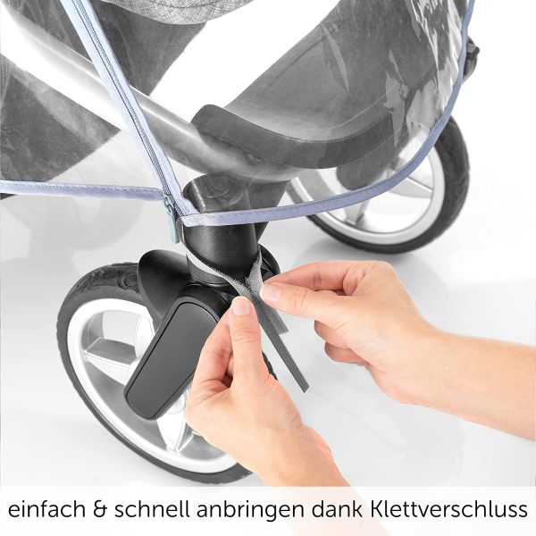 Zamboo Universal Regenschutz Buggy mit vollst??Nndiger Front??ffnung - Regenverdeck Kinderwagen & Sportwagen mit Fenster und Doppel Rei??verschluss zum ??ffnen - transparent, schadstofffrei – Bild 8