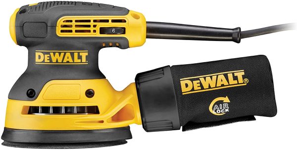 DeWalt Exzenterschleifer DWE6423 mit Absaugung, Staubfangbehälter, staubgeschütztem Schalter & Getriebegehäuse ??280W ??125mm & Bosch DIY Lammwollhaube (Ø 125 mm, mit Klettsystem) – Bild 4