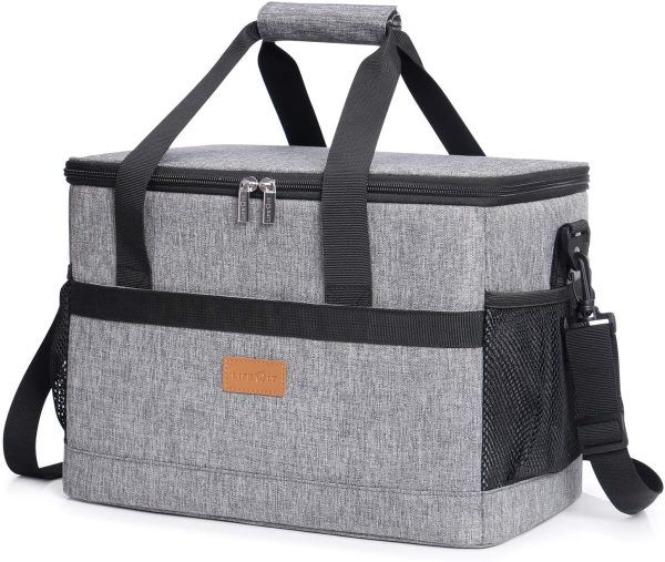 Lifewit 20L Kühltasche Groß faltbar Kühlkorb Kühlbox Isoliertasche Thermotasche Picknicktasche für Lebensmitteltransport, Grau – Bild 2