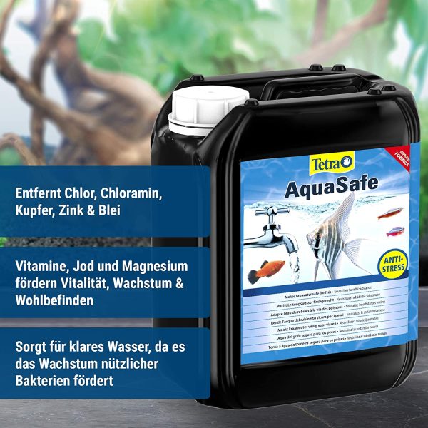 Tetra AquaSafe, Qualitäts-Wasseraufbereiter für fischgerechtes und naturnahes Aquariumwasser, 5 Liter Flasche – Bild 2