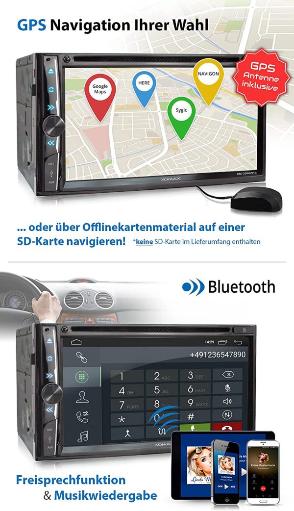 XOMAX XM-2DA6915 Autoradio mit Android 10 I 2GB RAM, 32GB ROM I GPS Navigation, DVD, CD, USB, SD I Bluetooth I 6,9 Zoll / 17,5 cm Touchscreen – Bild 7