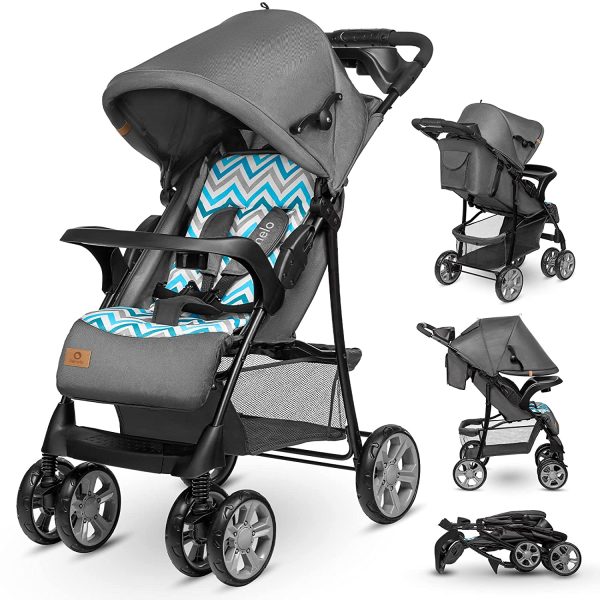 LIONELO Emma Plus Kinderwagen bis zu 15 kg, Kindersportwagen, leicht modern klein Buggy mit Liegeposition, zusammenklappbar, große Räder, großer Korb, Tasche – Bild 3