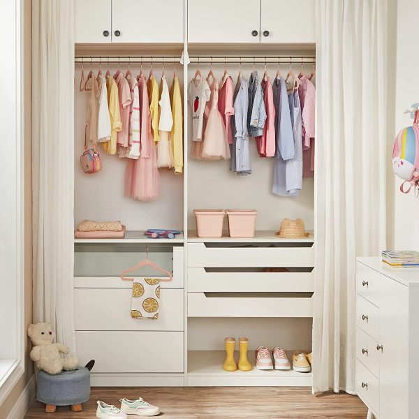 Kinderkleiderbügel, 30er Set, Samtbügel mit Haken in Roségold, rutschfest, für Kleiderschrank, für Kinderkleidung, Babykleidung, Rock und Hose für Kinder, Hellrosa CRF027P30 – Bild 5