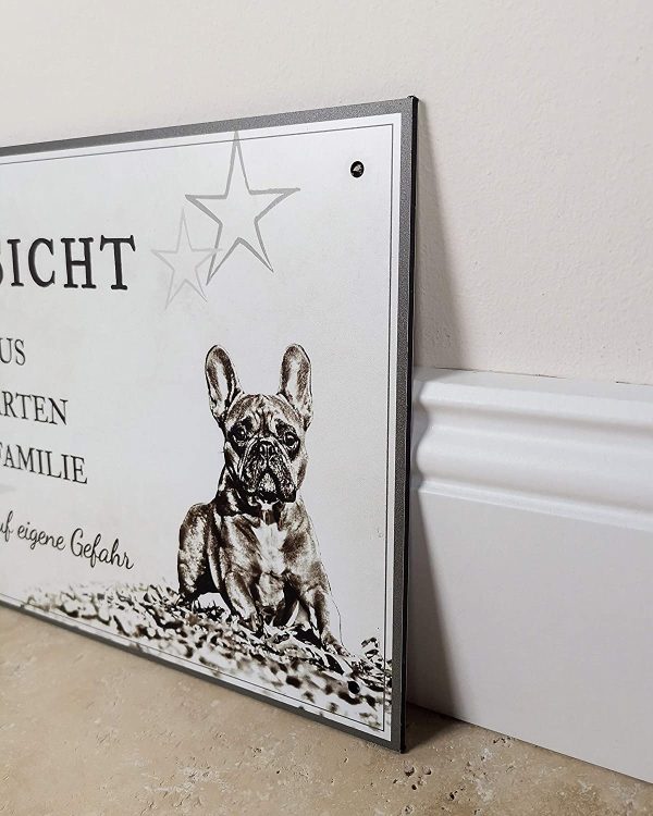 ZAUBERBILD Hundeschild Warnung | Französische Bulldogge 'Mein Haus' | Warnschild Vorsicht Hund | 25x17cm Alu – Bild 2