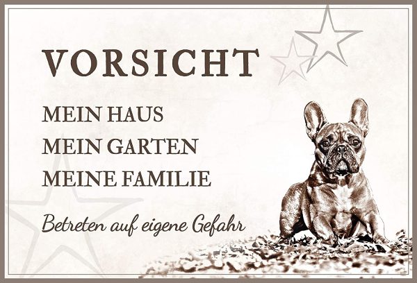 ZAUBERBILD Hundeschild Warnung | Französische Bulldogge 'Mein Haus' | Warnschild Vorsicht Hund | 25x17cm Alu