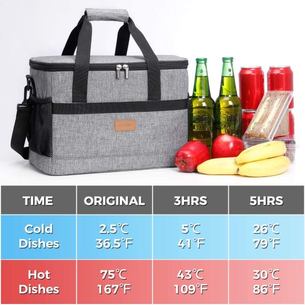 Lifewit 20L Kühltasche Groß faltbar Kühlkorb Kühlbox Isoliertasche Thermotasche Picknicktasche für Lebensmitteltransport, Grau – Bild 7