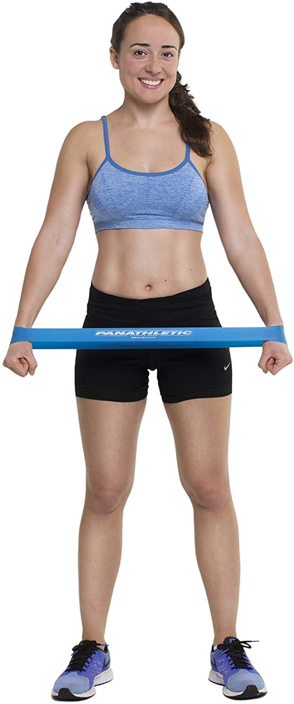 Panathletic Fitnessbänder, 5er Set ??5 Verschiedene Stärken, Übungsanleitung, eBook auf Deutsch, Tragebeutel ??5X Fitnessband, Theraband, Gymnastikband, Terrabänder, Widerstandsband, Fitness Band – Bild 3