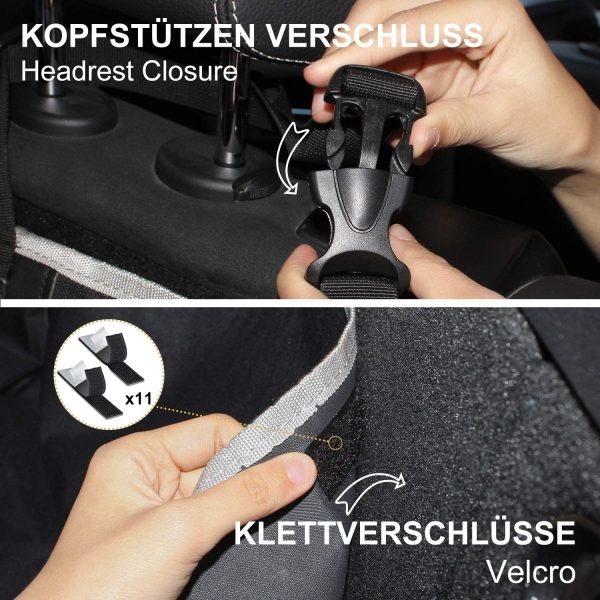 Toozey Kofferraumschutz Hund mit Seitenschutz - Universal Auto Kofferraum Hundedecke - Robuste Schutzmatte für Hunde, Schwarz - Graue Kante – Bild 5