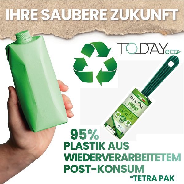 '- Fusselrolle 4 Rollen mit 1 Abroller 95% recyceltes Material - 24 Lagen Lagen Fusselrolle Tierhaare Easy-Peel - Geeignet für Haare, Staub, Kleidung, Tierhare - Made in Italy by Remake