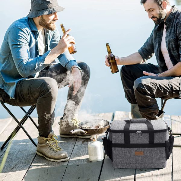 Lifewit 20L Kühltasche Groß faltbar Kühlkorb Kühlbox Isoliertasche Thermotasche Picknicktasche für Lebensmitteltransport, Grau – Bild 5