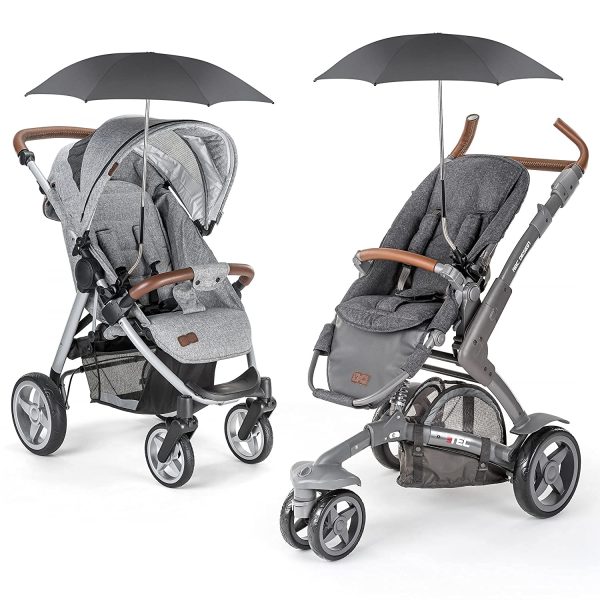 Zamboo Universal Sonnenschirm Sonnenschutz f??r Kinderwagen & Buggy - UV Schutz 50 / 73 cm Durchmesser - Biegsamer Schirm mit Universalhalterung f??r Rund- und Ovalrohre - Schwarz – Bild 3