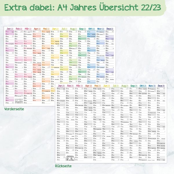 XXL Wandkalender 2022 größer als A1 (89 cm x 63 cm) [Rainbow] 15 Monate: Nov 2021 - Jan 2023 | gefalzter Wandplaner mit Ferien- und Feiertage-Übersicht | nachhaltig & klimaneutral