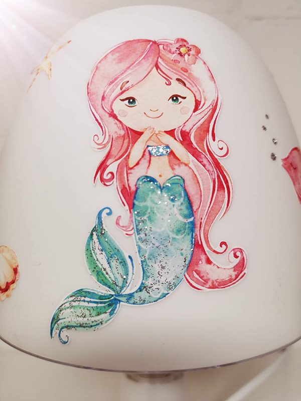 ??Tischlampe Kinder Mädchen ??Meerjungfrau Mermaid 3 Mädchen Schwanzflosse ??Schlummerlicht ??Nachttischlampe rothaarig türkis – Bild 6