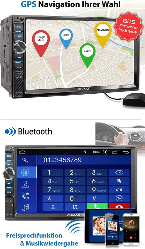 XOMAX XM-2VA777 Autoradio mit Android 10, Quad Core, 2GB RAM, 32GB ROM, GPS Navigation I Support: WiFi WLAN, 3G 4G, DAB+, OBD2 I Bluetooth, 7 Zoll / 18cm Touchscreen, USB, SD, AUX, 2 DIN – Bild 4