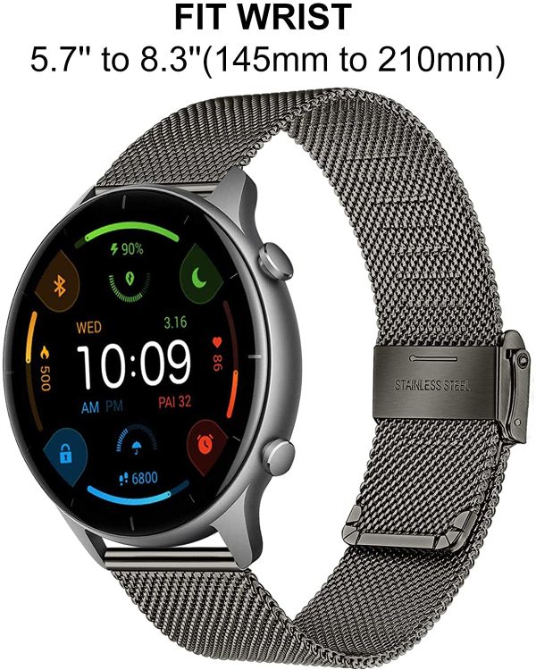 TRUMiRR Kompatibel mit Amazfit GTR 3/GTR 3 PRO/GTR 2e/GTR 2/Amazfit GTR 47mm Metall Armband, 22mm Mesh Gewebte Edelstahl Uhrenarmband Metall Band Quick Release Ersatzband für Amazfit GTR 2e/ GTR 2 – Bild 4