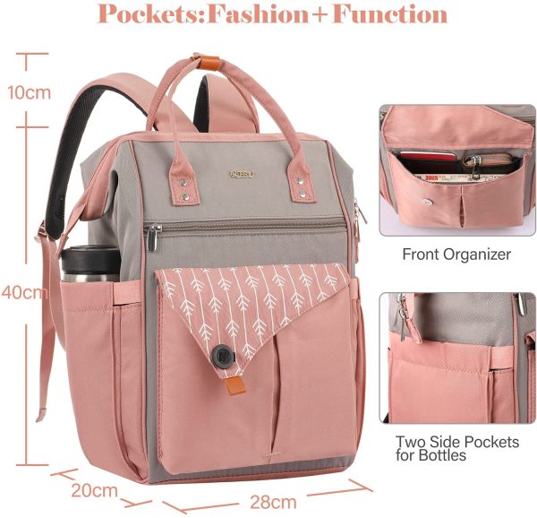 RJEU Rucksack Damen Arbeit Rucksack Schulrucksack mit USB-Ladeanschluss, Anti Diebstahl Rucksack für Uni Freizeit Job, Wasserdichter Rucksack Geschenke für Frauen, Mädchen – Bild 3