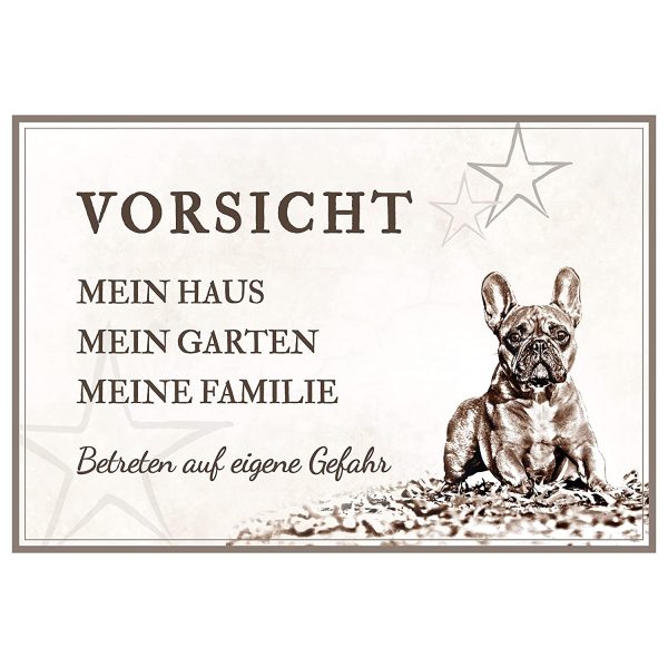 ZAUBERBILD Hundeschild Warnung | Französische Bulldogge 'Mein Haus' | Warnschild Vorsicht Hund | 25x17cm Alu – Bild 4