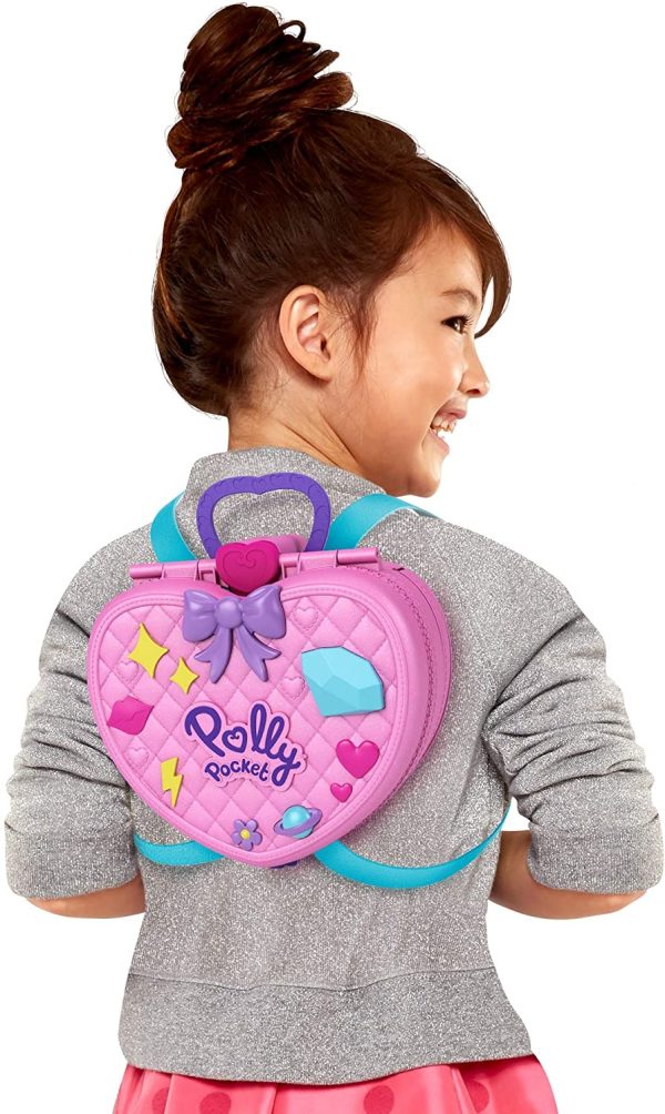 Polly Pocket GYK91 - KLEIN ??GANZ Gross Freizeitpark Rucksack & GKJ64 - Ananas Tasche, tragbare Schatulle mit Zubehörteilen, Spielzeug ab 4 Jahren – Bild 4