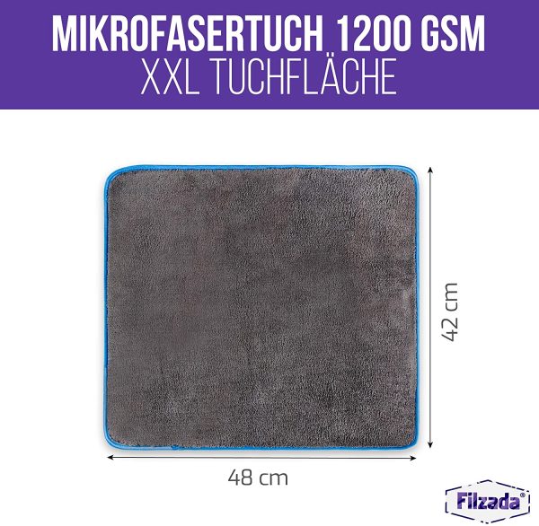 ® 2X Lackschonendes Mikrofasertuch Auto Mit 1200 GSM - Unfassbare Saugkraft Und Fusselfrei Dank Extrem Weicher Mikrofaser - Auto Poliertücher Zur Professionellen Autopflege in 42x48cm (2) – Bild 4