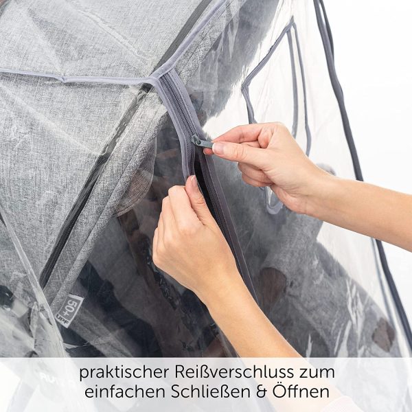 Zamboo Universal Regenschutz Buggy mit vollst??Nndiger Front??ffnung - Regenverdeck Kinderwagen & Sportwagen mit Fenster und Doppel Rei??verschluss zum ??ffnen - transparent, schadstofffrei