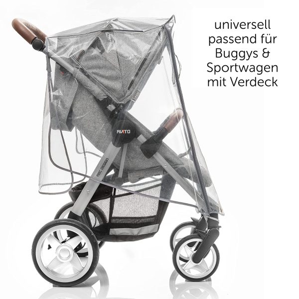 Zamboo Universal Regenschutz Buggy mit vollst??Nndiger Front??ffnung - Regenverdeck Kinderwagen & Sportwagen mit Fenster und Doppel Rei??verschluss zum ??ffnen - transparent, schadstofffrei – Bild 4