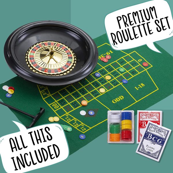 Jaquest of London - Roulette Set - 16 Inch Schwarzbuchse Roulette-Spiel (2 von 1) mit Black Jack Tischmatte und Spielrad - Perfekter traditioneller Spielsatz und Spiele seit 1795 – Bild 6