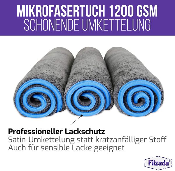 ® 2X Lackschonendes Mikrofasertuch Auto Mit 1200 GSM - Unfassbare Saugkraft Und Fusselfrei Dank Extrem Weicher Mikrofaser - Auto Poliertücher Zur Professionellen Autopflege in 42x48cm (2)