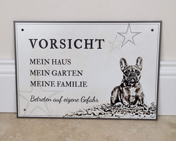 ZAUBERBILD Hundeschild Warnung | Französische Bulldogge 'Mein Haus' | Warnschild Vorsicht Hund | 25x17cm Alu – Bild 6